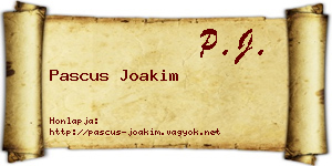 Pascus Joakim névjegykártya